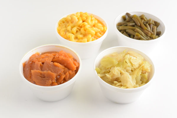 Mac & Cheese, Yams, Green Beans, Cabbage